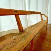 Large antique church bench 268 cm - Unique piece with flaking patina