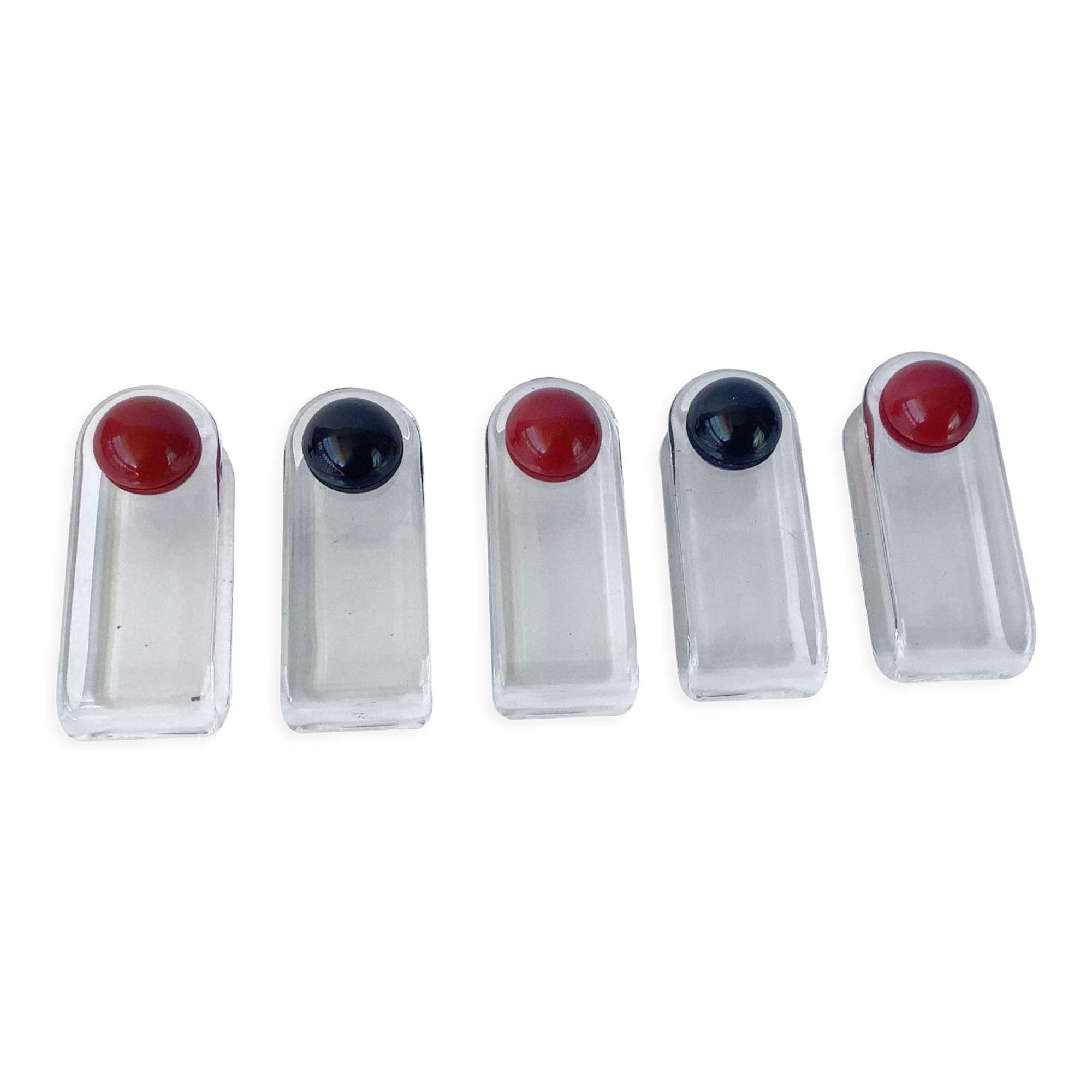 5 Guzzini 80s napkin clips, Ambrogio Rossari design