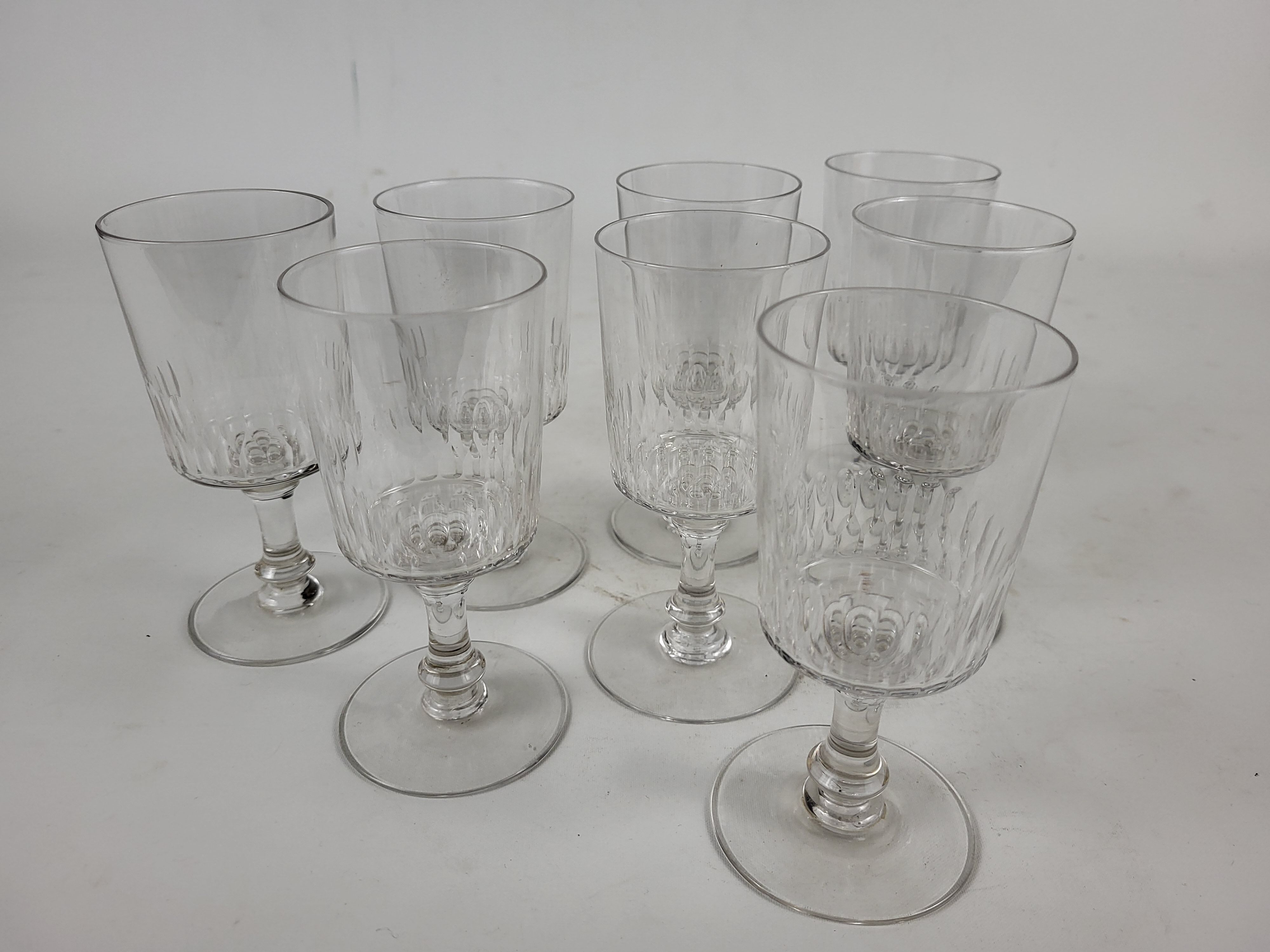Set of 8 crystal wine glasses XIXth