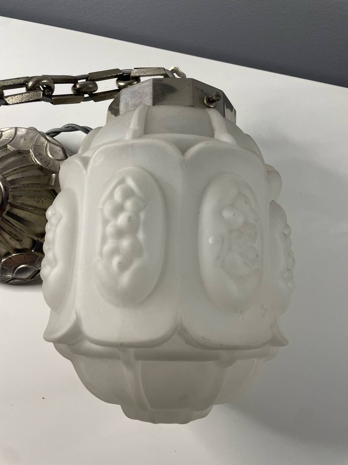Art Deco frosted glass pendant light