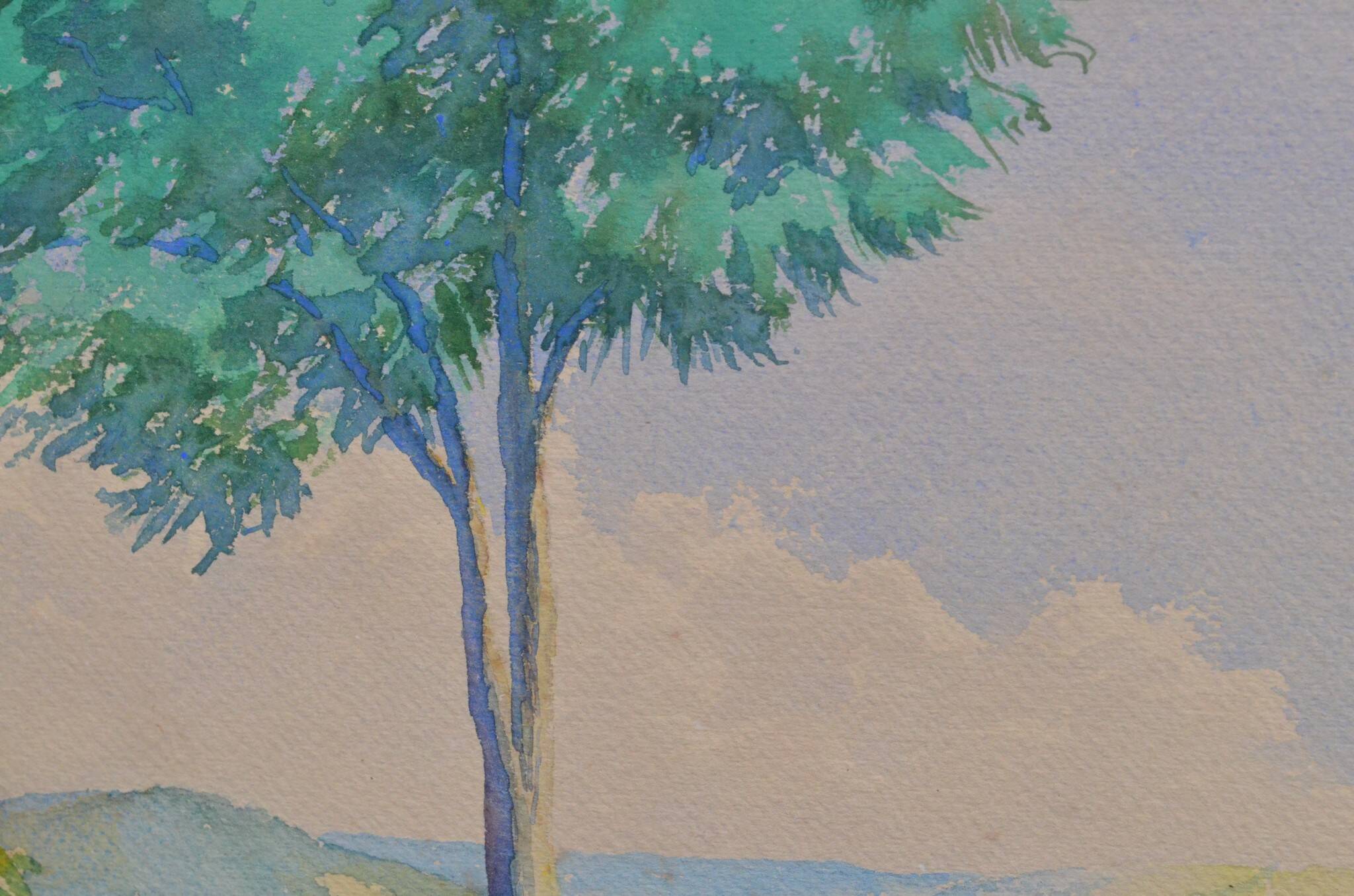 JL PONT (20th century) "Hilly Landscape" Signed watercolour
