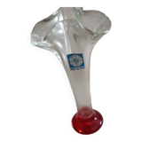 Vase tulipe Murano pied rouge