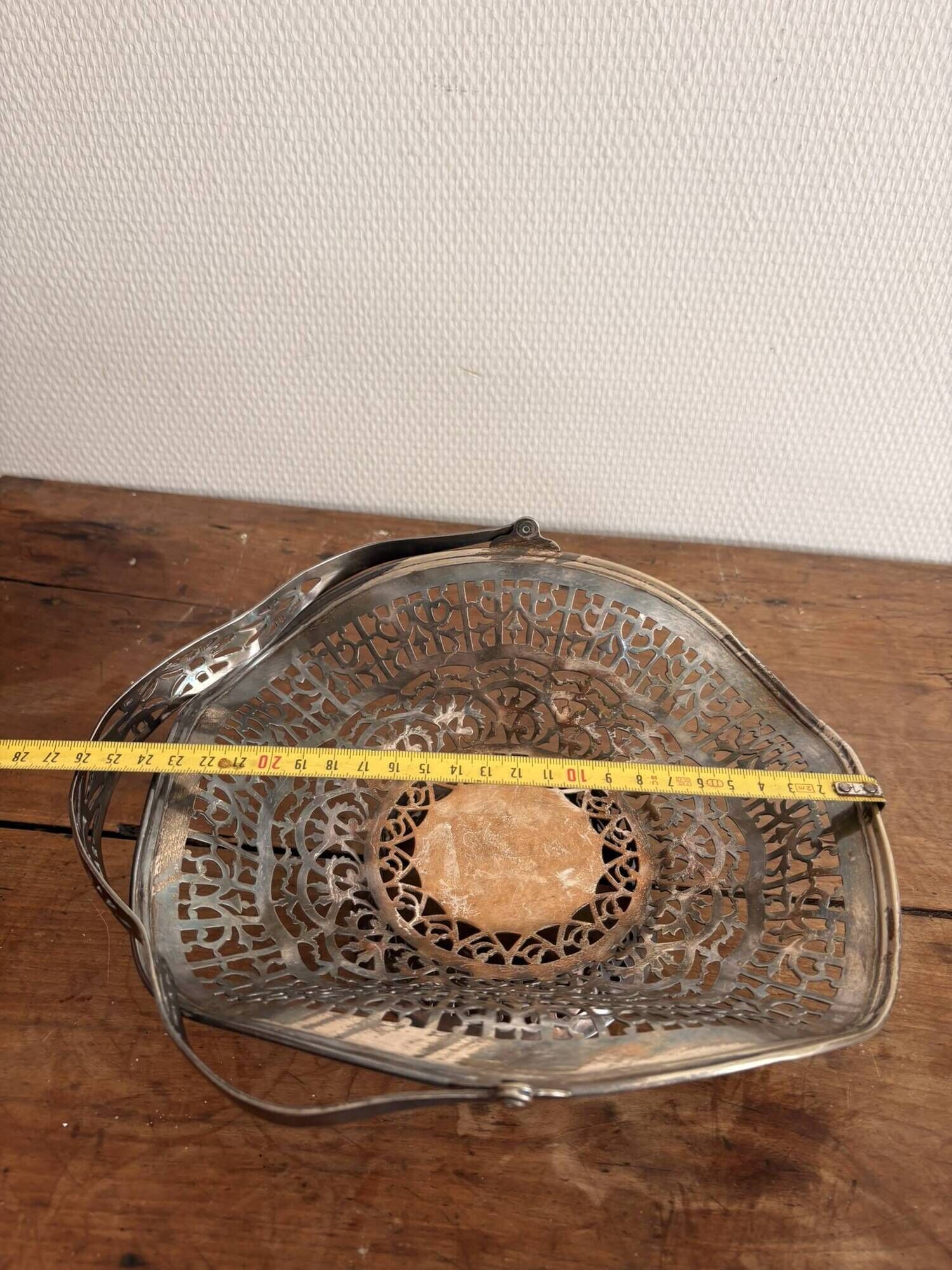 Silver Metal Openwork Vintage Art Deco Fruit Basket
