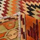 Tapis Kilim en laine fait main tribal noir orange 6x8