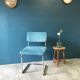 Series of 4 velvet & chrome chairs from the 90
