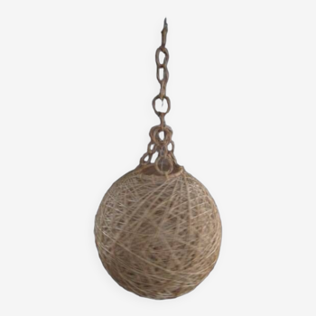 Vintage rope and rattan pendant light