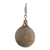 Suspension vintage en corde et rotin