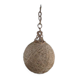 Vintage rope and rattan pendant light