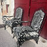 Paire de fauteuils fer forgé