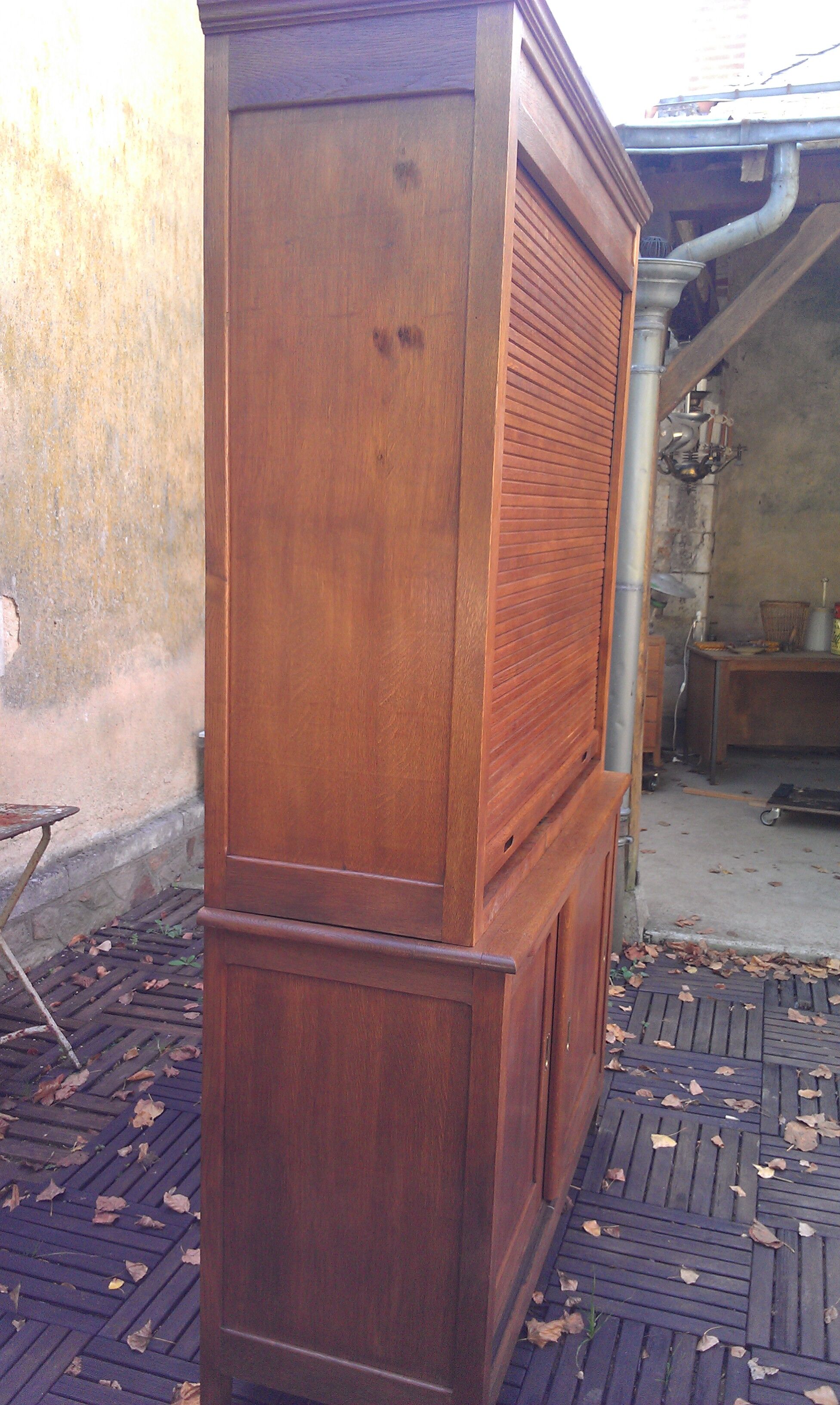 Meuble à volet coulissant de notaire en chêne années 30-40
