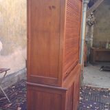 Beautiful furniture with sliding shutter of notary in oak years 30/40!! Curtain Cabinet, industrial, loft....