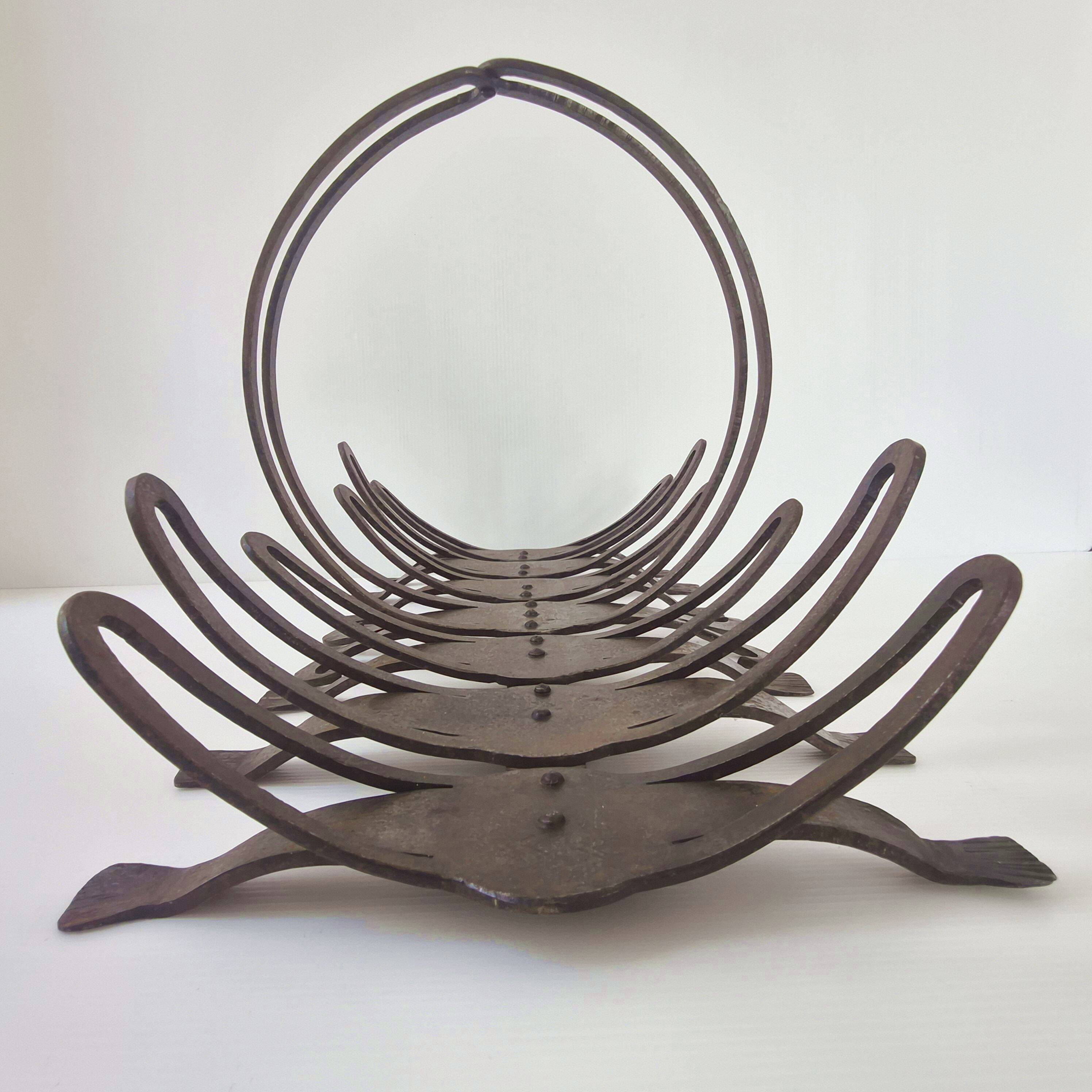 Vintage 1970s modernist log holder