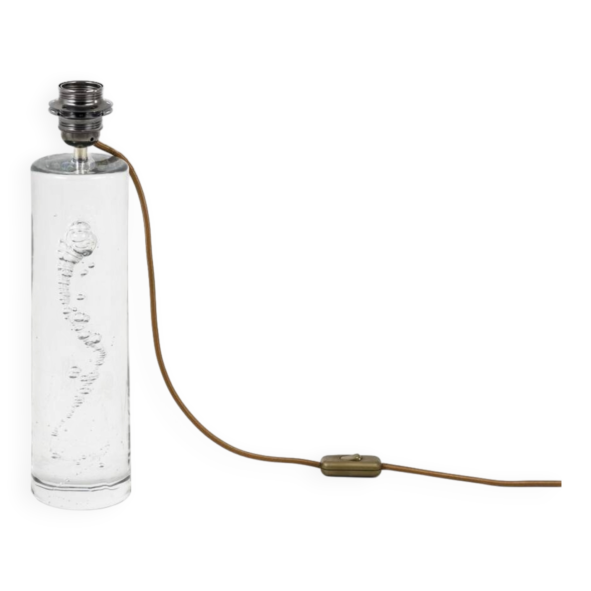 Daum France, cylindrical bubble glass lamp, circa 1975