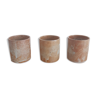 Set of 3 cups in vintage sandstone