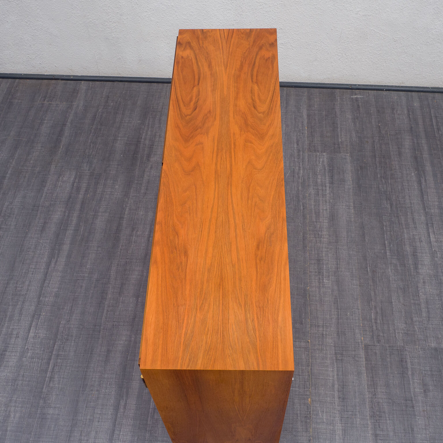 High walnut wood row, restored, vintage