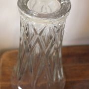 Cut glass vase, flared, vintage triangles and diamonds