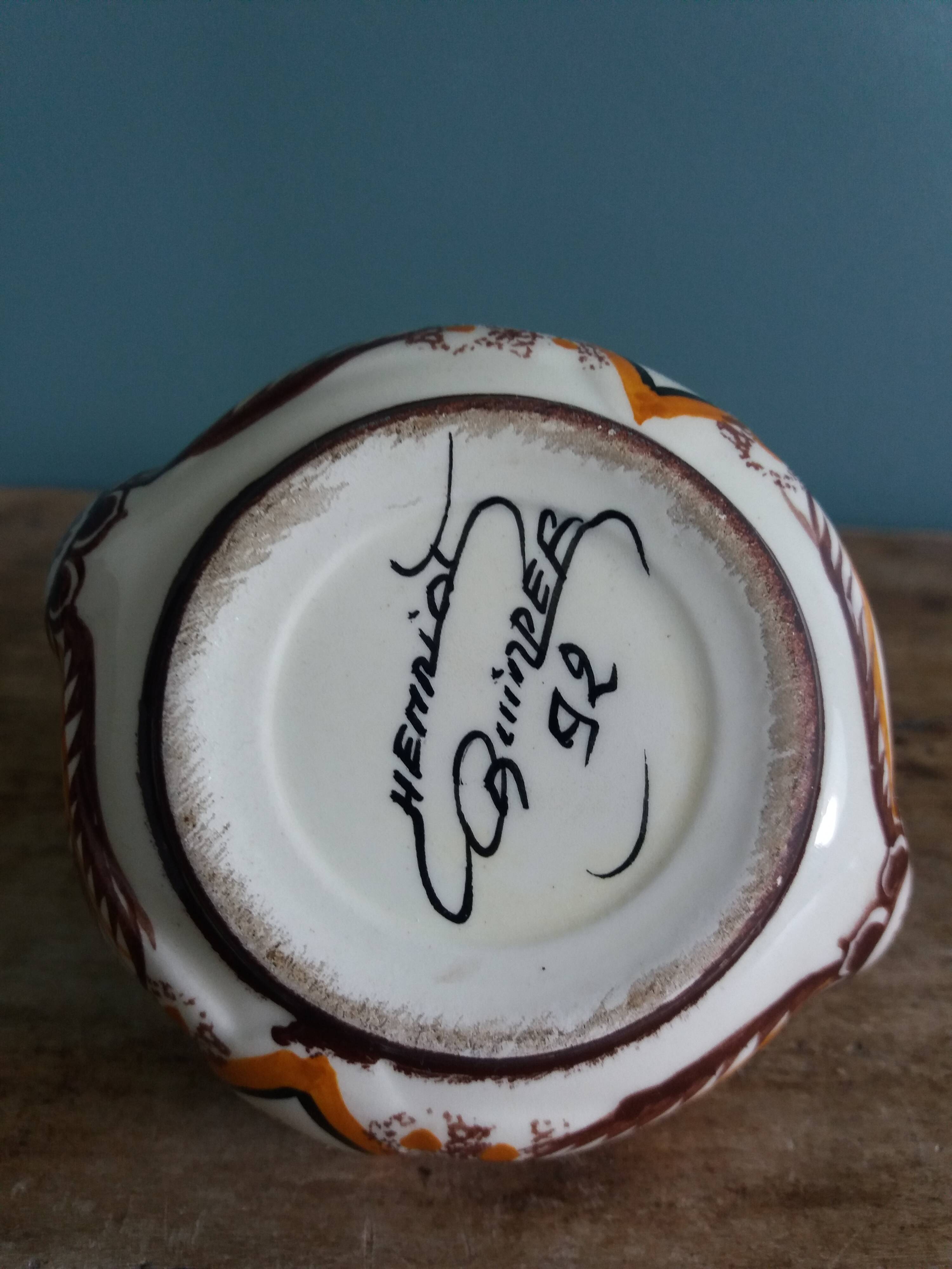 Henriot Quimper salt cellar in the shape of swans