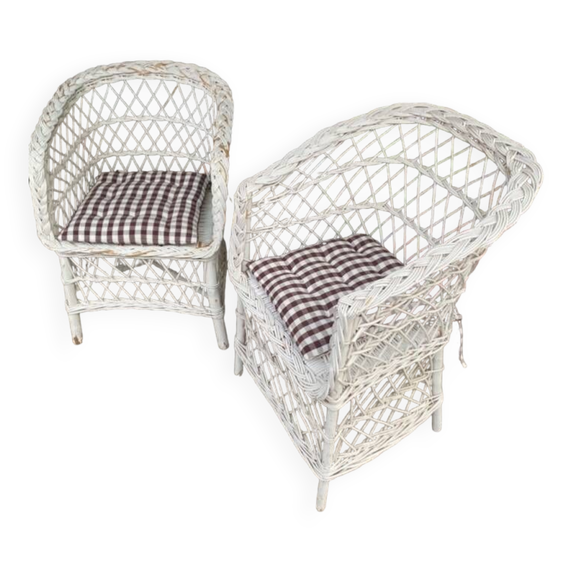 Pairs of rattan armchairs