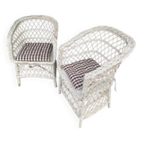 Pairs of rattan armchairs