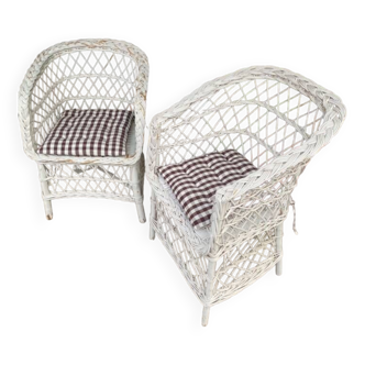 Pairs of rattan armchairs