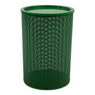 Side table or basket in green perforated metal, 1980