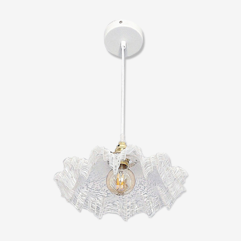 Vintage glass pendant lamp from Clichy