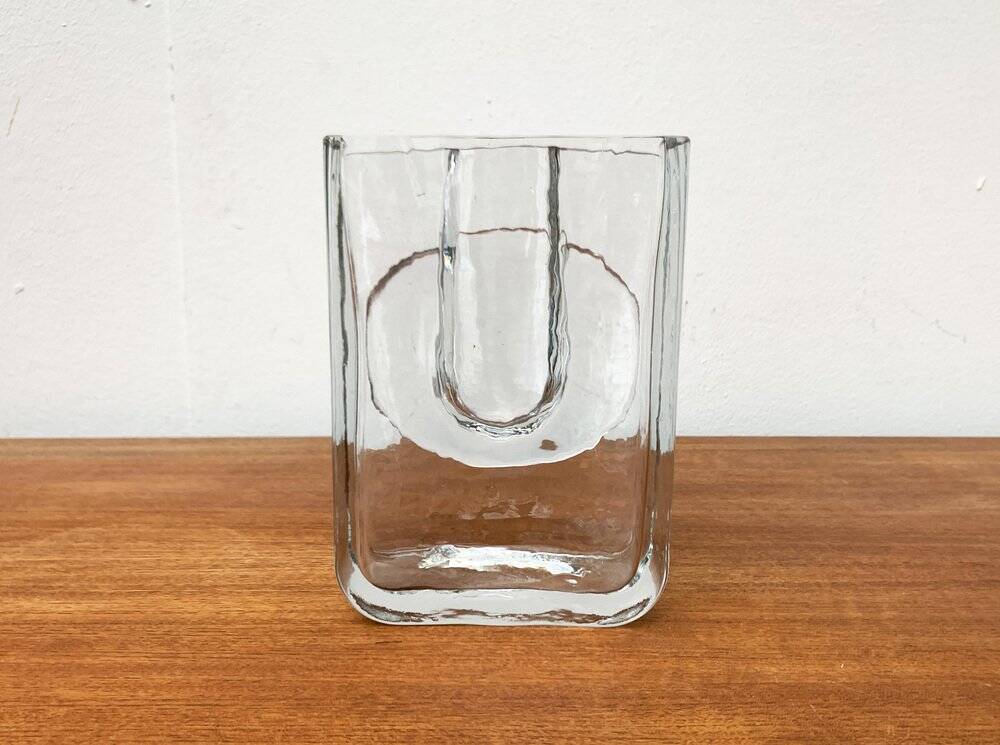 Postmodern glass block vase by Rosenthal, 1980s.