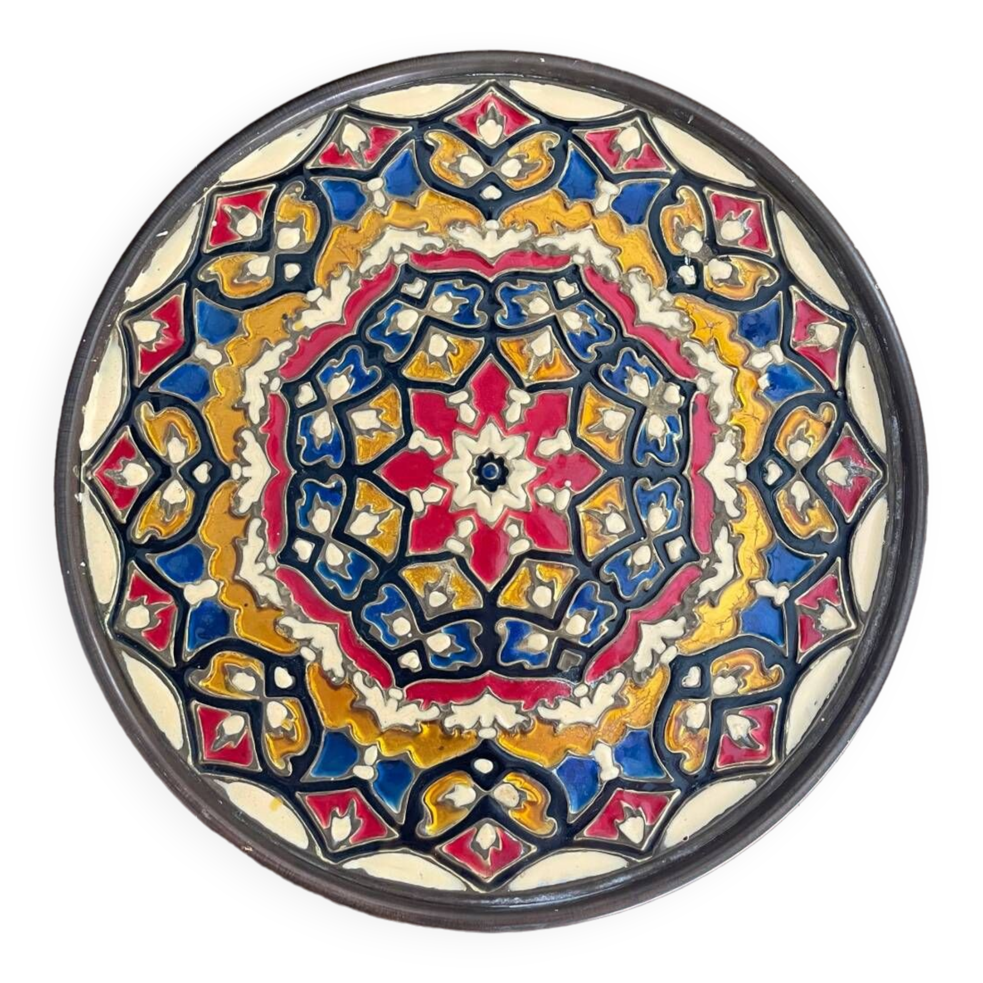Enamelled brass plate