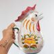 Italian earthenware jug in the shape of a rooster, Deruta, circa 1960 (26 cm)