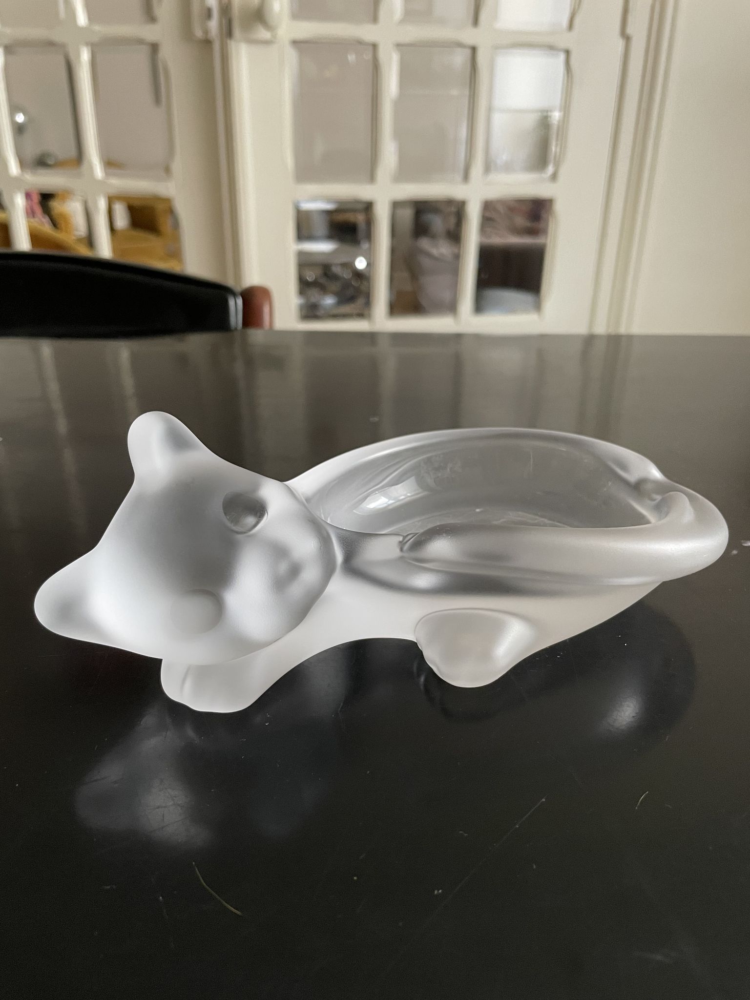 Vide poche chat en cristal dépoli