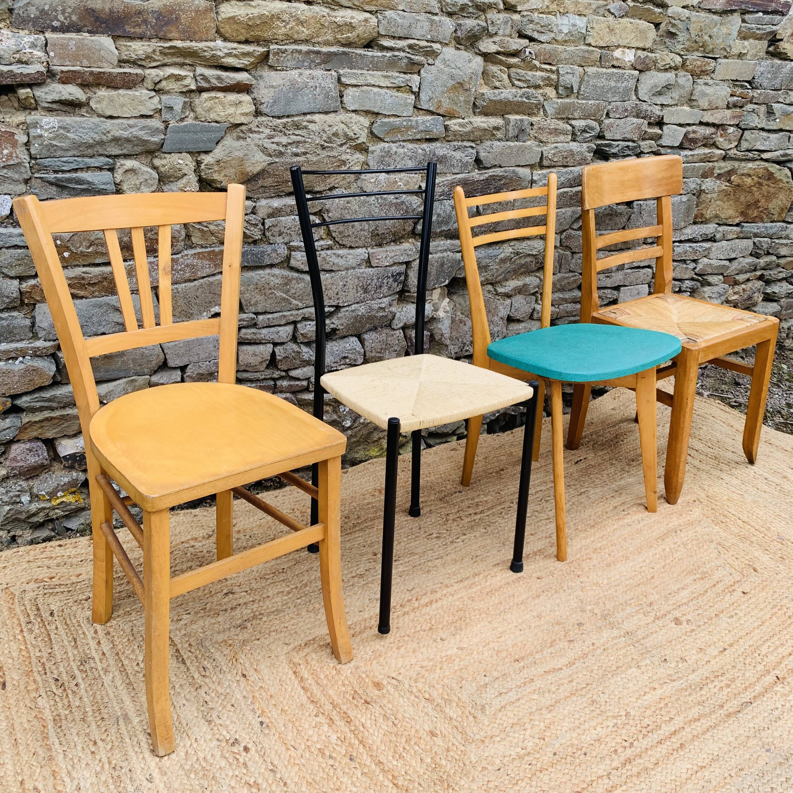 Set of 4 mismatched chairs