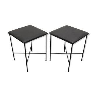Paire de tabourets noirs années 1960