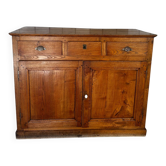 Antique oak sideboard – 3 drawers & 2 doors – pig buttons