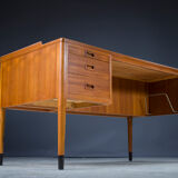 Asymmetrical Mid-Century Teak Desk with Bar, 1960s