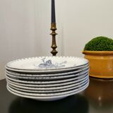 Assiette creuse en céramique de Sarreguemines , modèle Flore en bleu vendu à l'unité