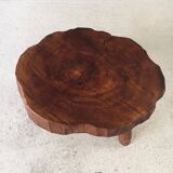 Handcrafted Teak Tree Trunk Tripod Coffee Table, 1960s