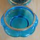 Turquoise glass box, beautifully decorated with gold motifs