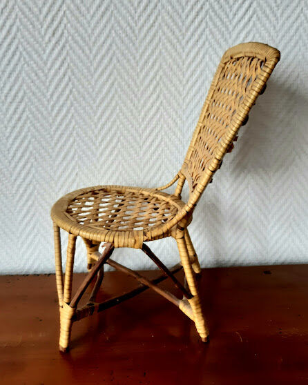 Vintage rattan doll chair