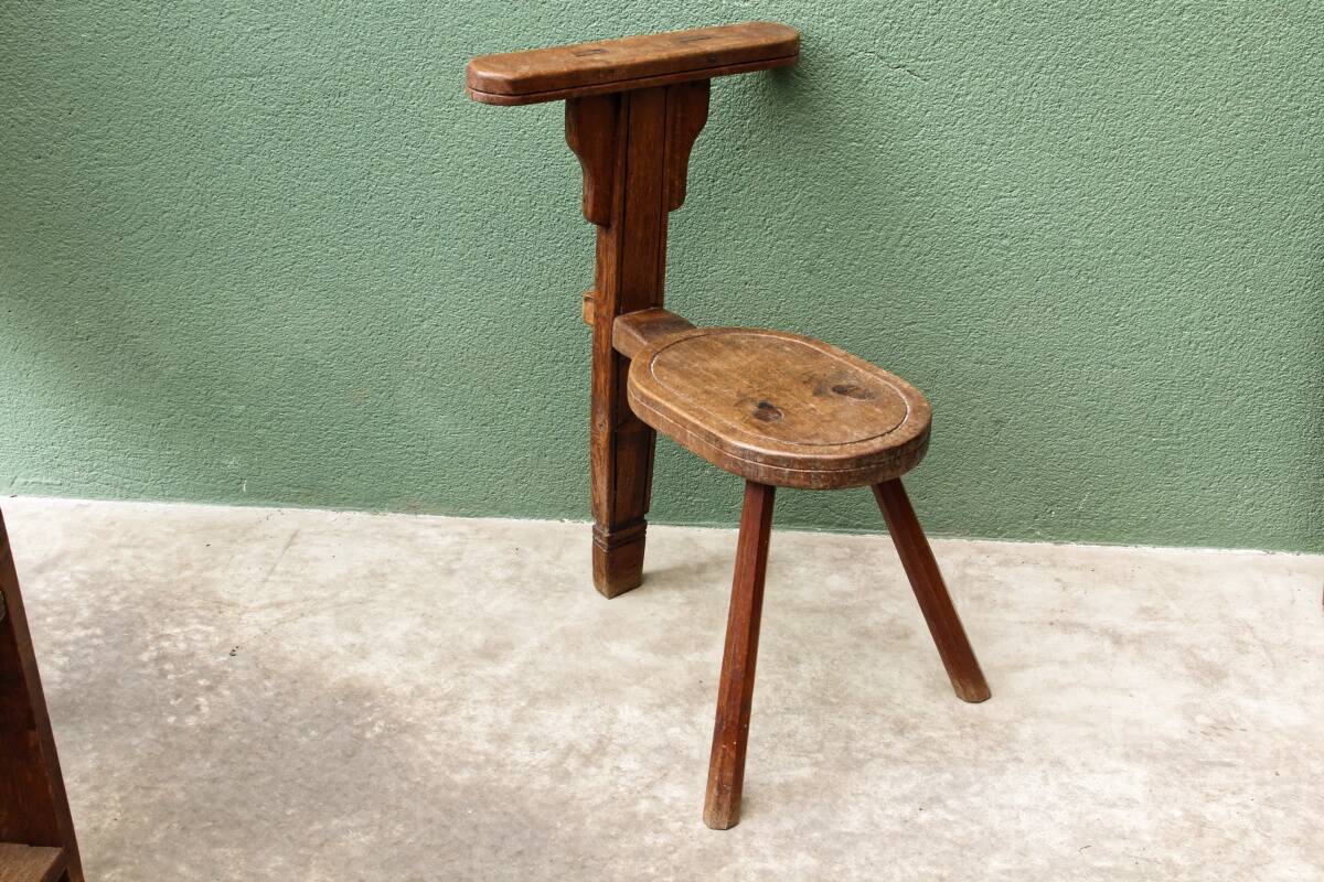 Milking chair, folk art, Alps, 19th century