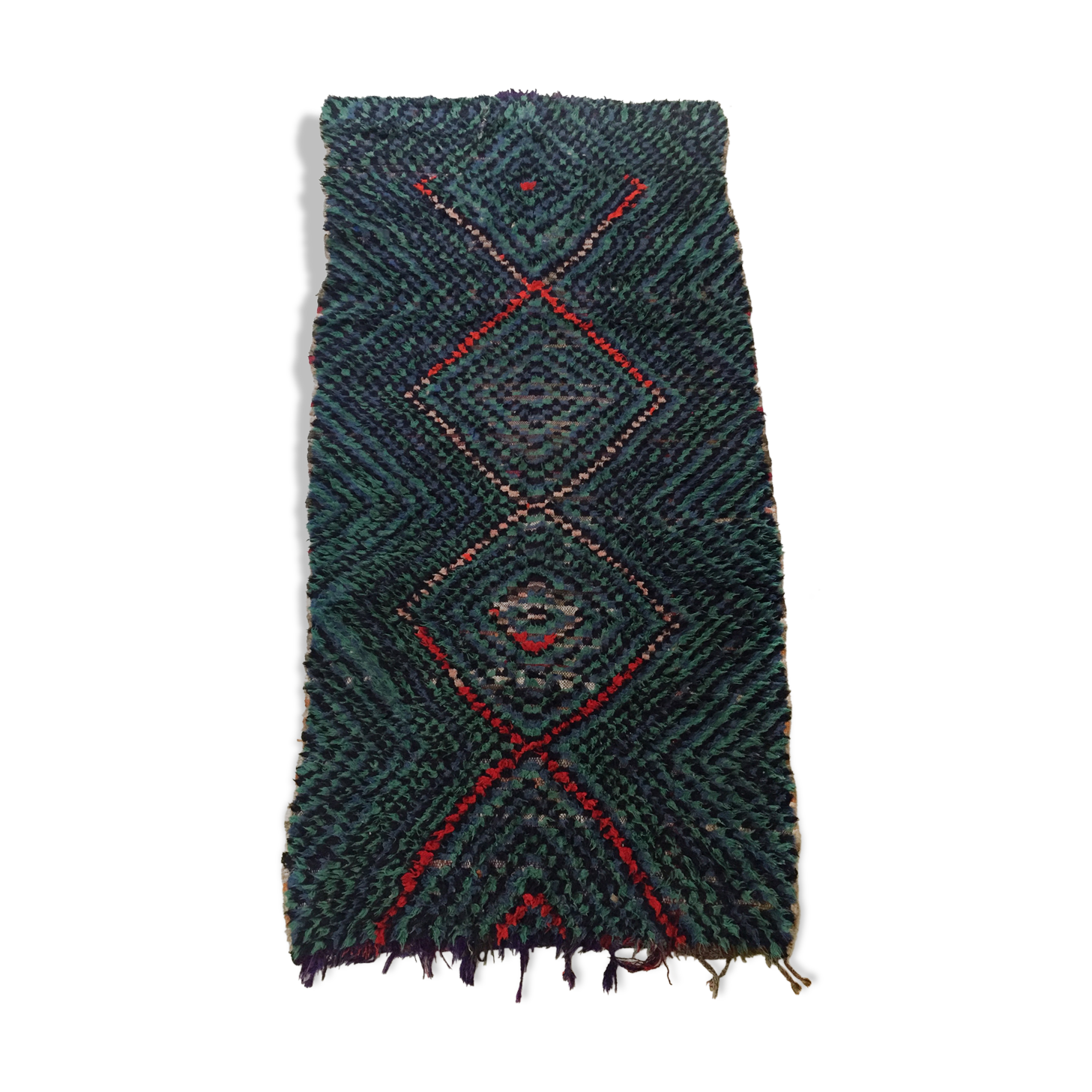 Moroccan Berber carpet Boucherouite 250x118cm