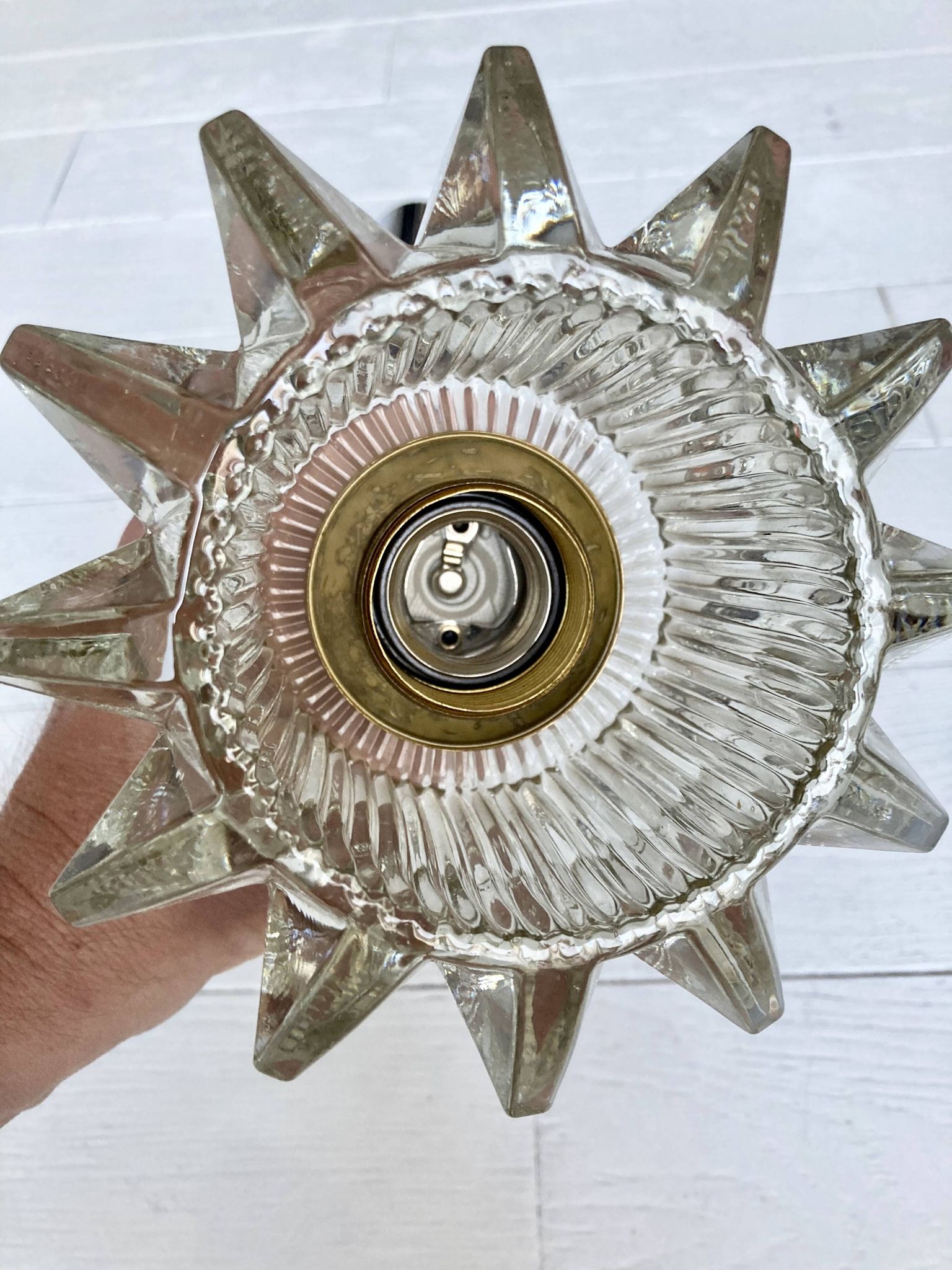 Pair of glass pendant lamps, Boréns Borås, 60/70s.