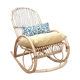 Rotin and bamboo rocking-chair