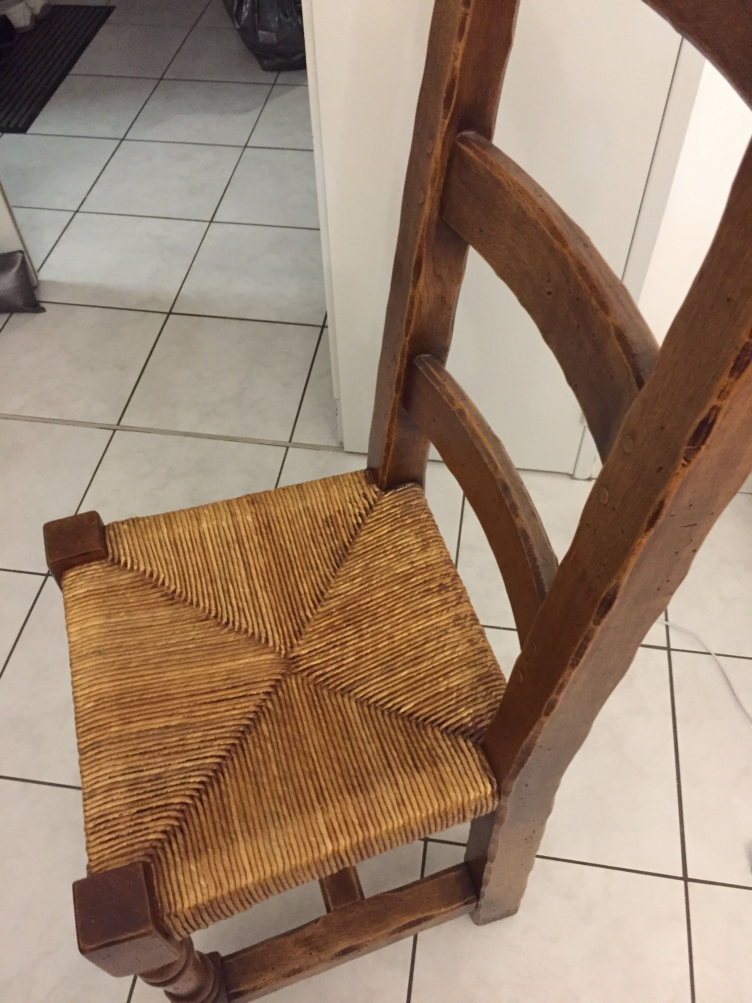 Set de 6 chaises de salle à manger chêne massif assises en paille | Selency