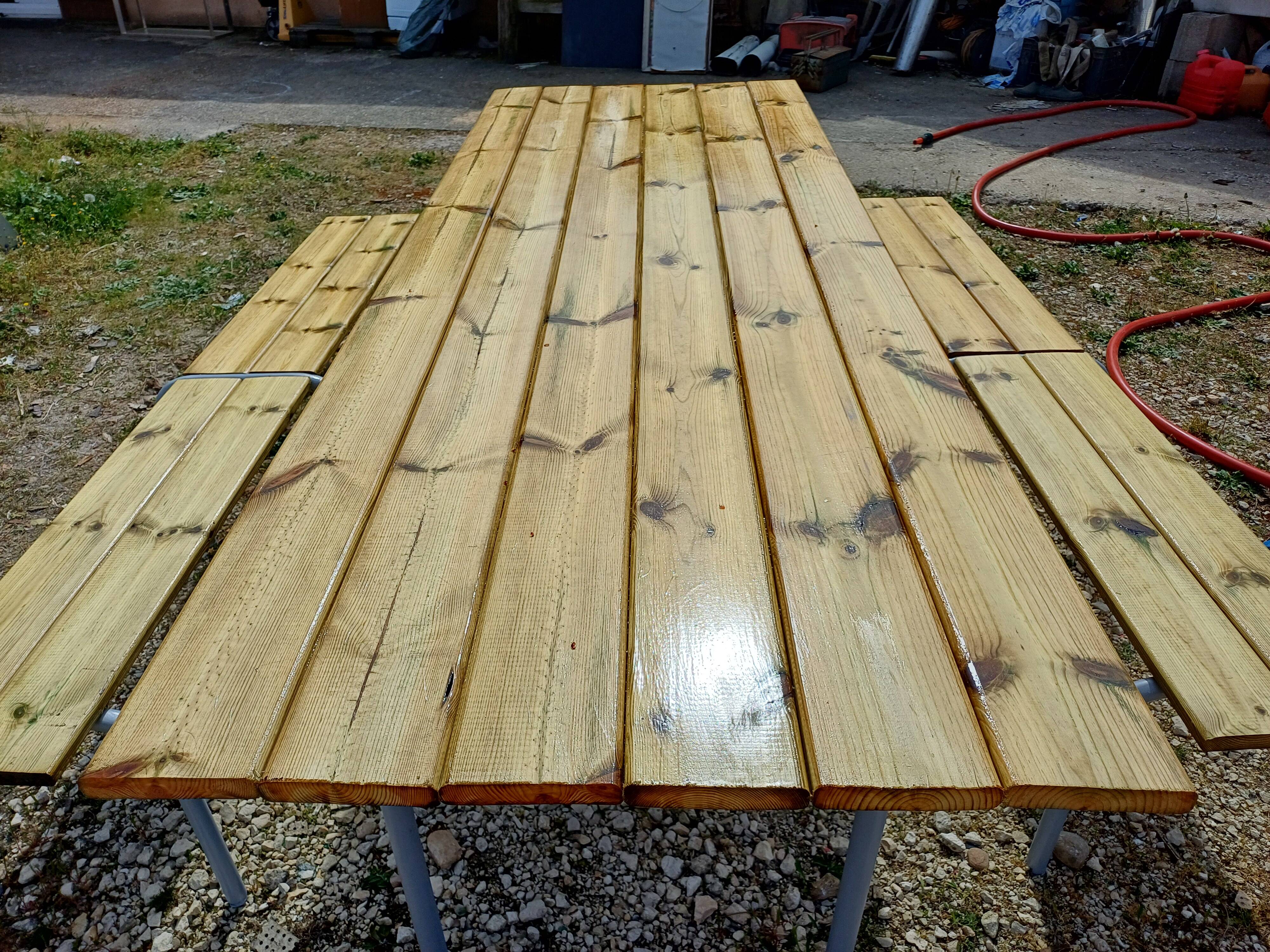 Industrial or Community Table with Benches