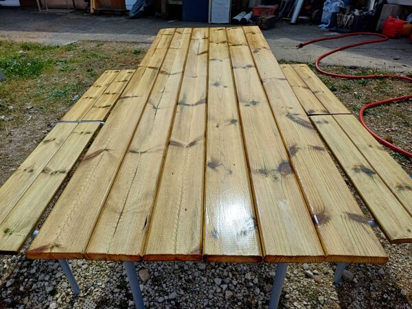 Table Industrielle ou de Collectivité avec Bancs