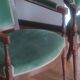 pair of Directoire armchairs in walnut, early 19th century, green velvet