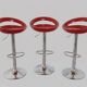 Set of 3 Sublime Red Glossy Design Bar Stools - Modern & Elegant Style