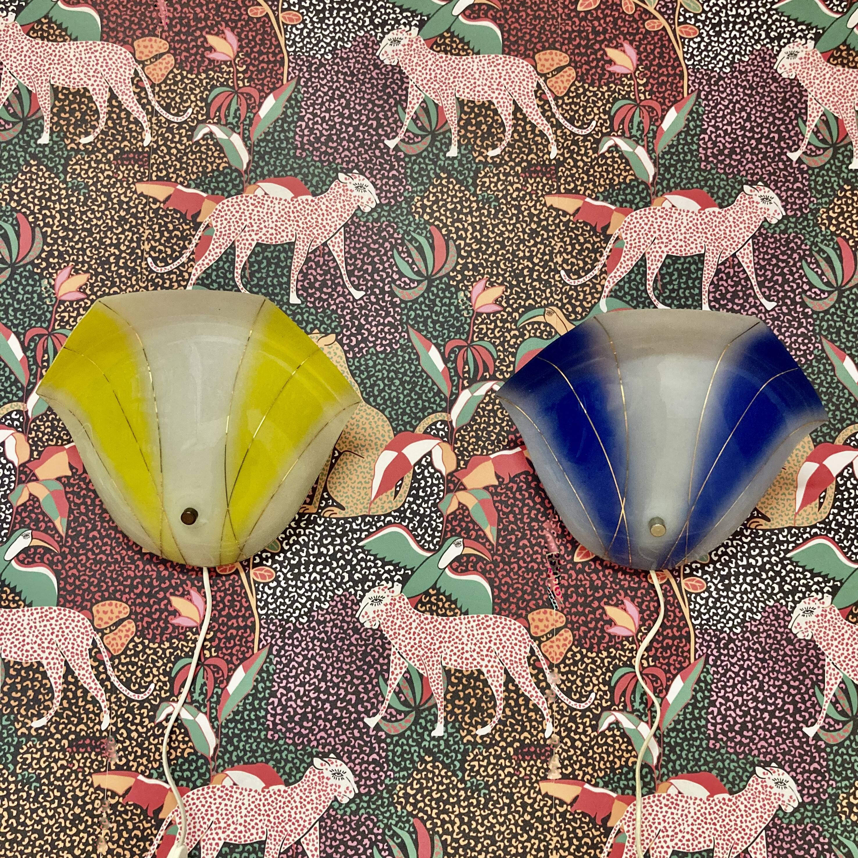 Paire d'appliques en verre Design scandinave 1950.