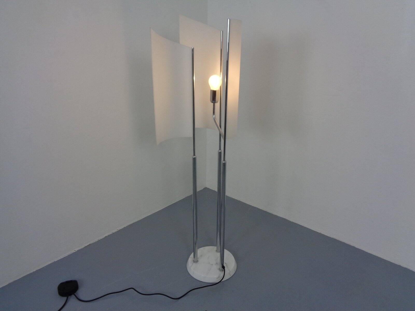 Arianna Floor Lamp in Marble and Handblown Glass by Bruno Gecchelin for Oluce, Italy, 1970s