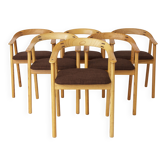 Lot de 6 chaises de salle à manger vintage en chêne – Probablement danoises, années 1970 – Rénovées